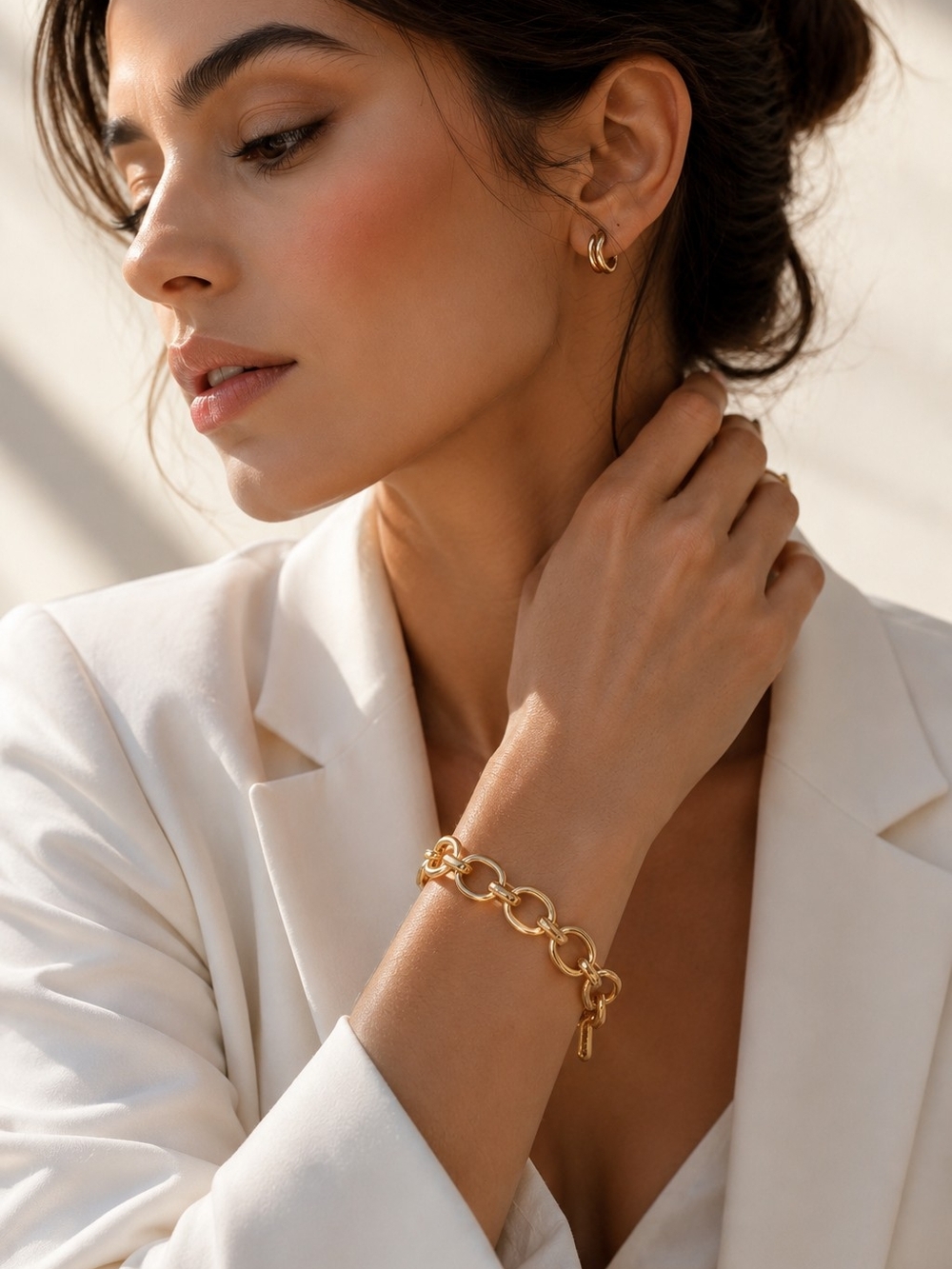 Silver Steel  Gold-Tone Chunky Link Bracelet | Minimalist Statement Jewelry